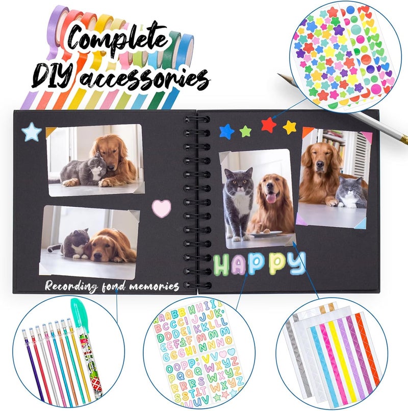 Ablus Kid Scrapbook DIY Photo Album Hard Cover Scrapbook Kit for Kids Instant Camera Print Paper with DIY Accessories (Brown) - Image 3